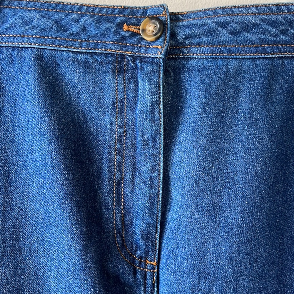 BODEN || Blue Denim Midi Skirt with Stripes on Side. Sz. 14R - Picture 6 of 9